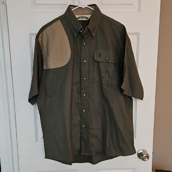 Bob Allen Green and Tan Casual Button Down Shirt with Classic Outdoor Style - Picture 1 of 14